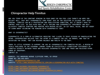 Chiropractor Help Tinnitus