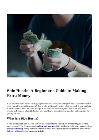 Side Hustle- A Beginner’s Guide to Making Extra Money