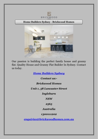 Home Builders Sydney - Brickwood Homes