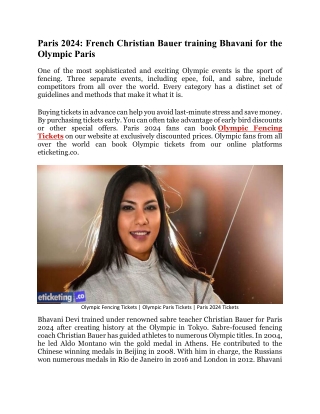 Paris 2024 French Christian Bauer training Bhavani for the Olympic Paris