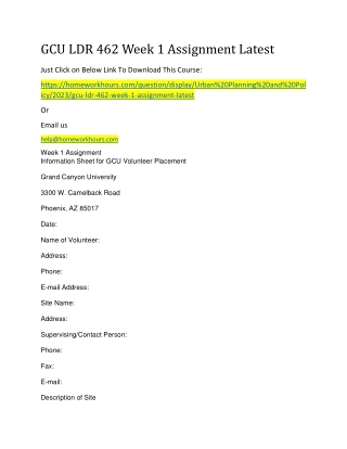 GCU LDR 462 Week 1 Assignment Latest