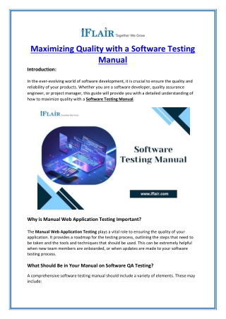 Maximizing Quality with a Software Testing Manual