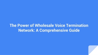 The Power of Wholesale Voice Termination Network: A Comprehensive Guide