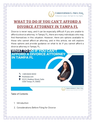 WHAT TO DO IF YOU CAN'T AFFORD A DIVORCE ATTORNEY IN TAMPA FL