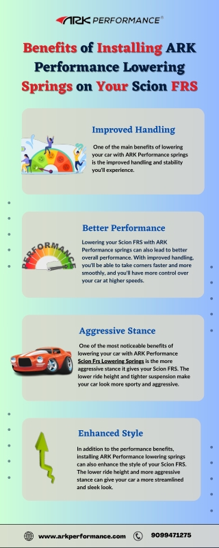 Benefits of Installing ARK Performance Lowering Springs on Your Scion FRS - ARK Performance