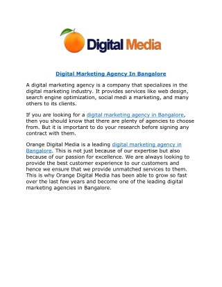 Digital Marketing Agency In Bangalore