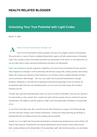 Unlocking Your True Potential with Light Codes