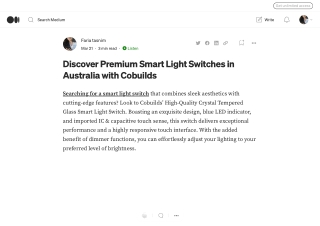 Discover Premium Smart Light Switches in Australia with Cobuilds _ by Faria tasnim _ Mar, 2023 _ Medium