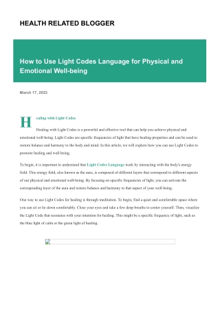 How to Use Light Codes Language for Physical and Emotional Well-being