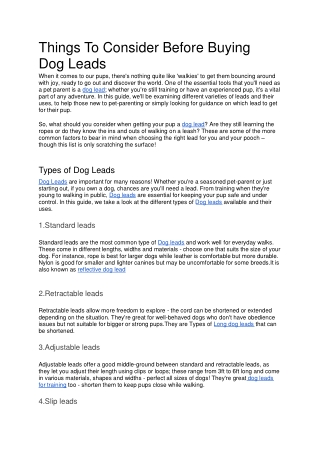 Things To Consider Before Buying Dog Leads