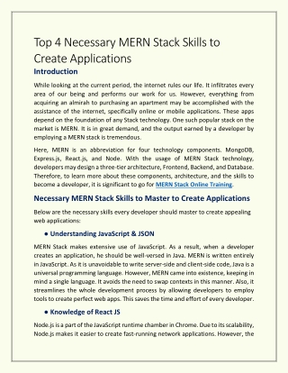 Top 4 Necessary MERN Stack Skills to Create Applications