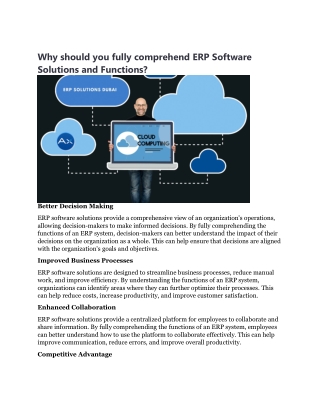 Why should you fully comprehend ERP Software Solutions and Functions