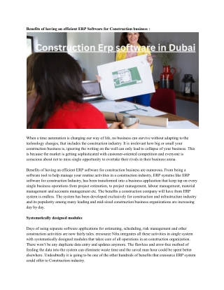 Construction Erp software in Dubai