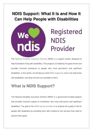 NDIS Support What It Is and How It Can Help People with Disabilities