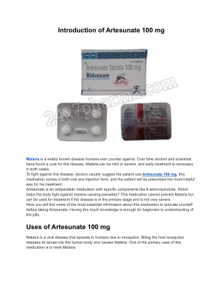 Artesunate 100 mg Ridsunate Tablets