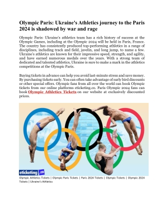Olympic Paris Ukraine's Athletics journey to the Paris 2024 is shadowed by war and rage
