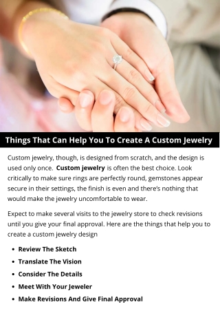 Things That Can Help You To Create A Custom Jewelry