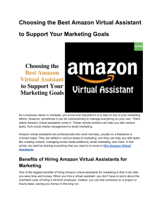 Choosing the Best Amazon Virtual Assistant to Support Your Marketing Goals