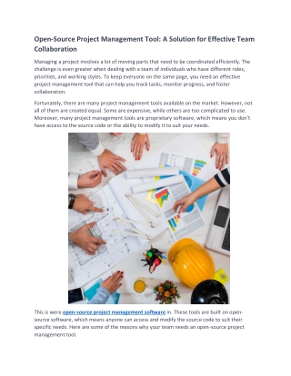 Open Source Project Management Tool A Solution for Effective Team Collaboration