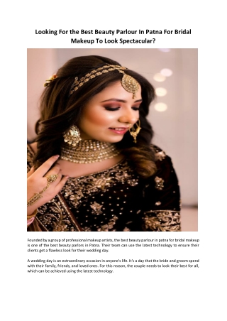 The Best Beauty Parlour In Patna For Bridal Makeup To Look Spectacular