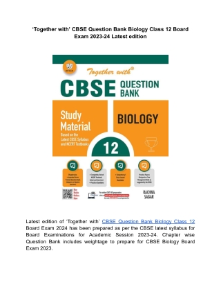 Rachna Sagar has released ‘Together with’ CBSE Class 12 Biology Question Bank