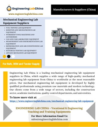 Mechanical Engineering Lab Equipment Suppliers in China