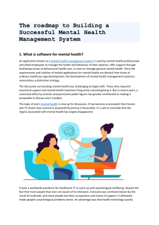 The roadmap to Building a Successful Mental Health Management System