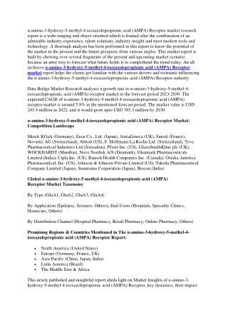 α-amino-3-hydroxy-5-methyl-4-isoxazolepropionic acid (AMPA) Receptor Market