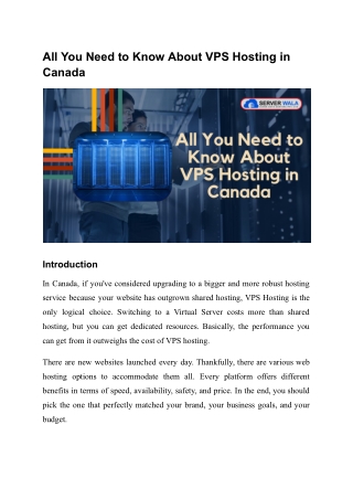 All You Need to Know About VPS Hosting in Canada