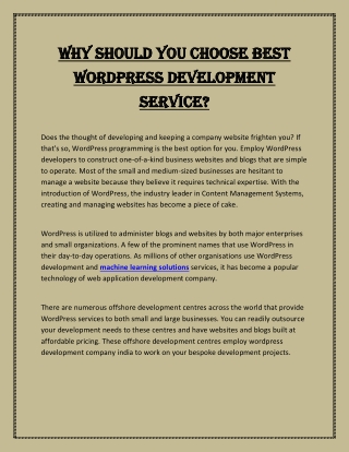 Why Should You Choose Best WordPress Development Service