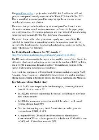 The Rise of Persulfates: An Overview of the Market