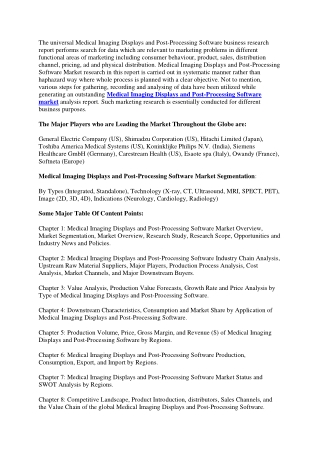 Medical Imaging Displays and Post-Processing Software Market