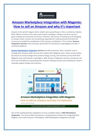 Amazon Marketplace Integration with Magento-How to sell on Amazon and why it’s important