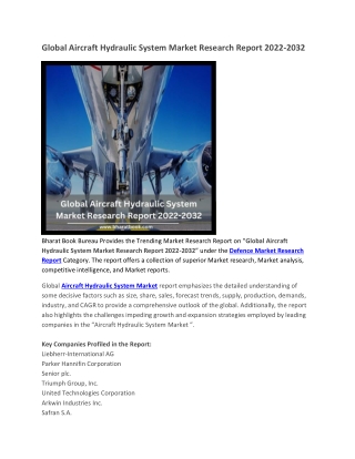 Global Aircraft Hydraulic System Market Research Report 2022-2032