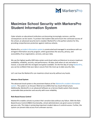 Maximize School Security with MarkersPro Student Information System