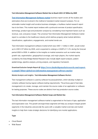 Test Information Management Software Market Size to Reach USD 2.57 Billion by 2029