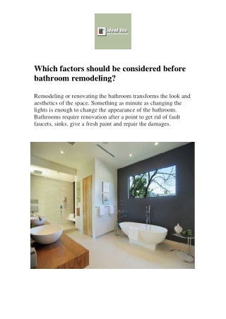 Which factors should be considered before bathroom remodeling - Ideal Tile