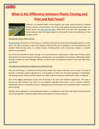 What Is the Difference between Plastic Fencing and Post and Rail Fence