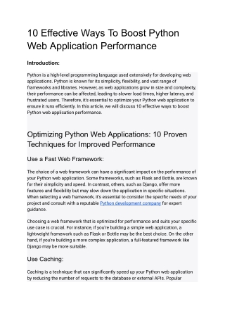 10 Effective Ways To Boost Python Web Application Performance