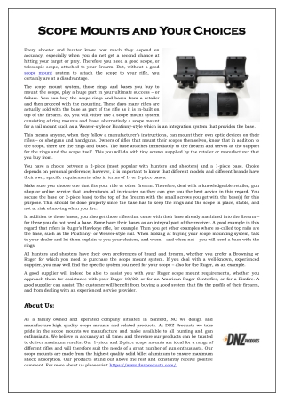 Scope Mounts and Your Choices