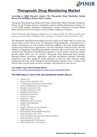 Therapeutic Drug Monitoring Market