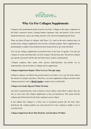 Why Go For Collagen Supplements