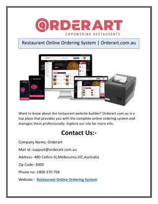 Restaurant Online Ordering System | Orderart.com.au
