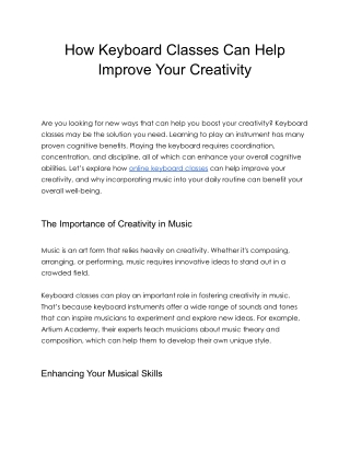 How Keyboard Classes Can Help Improve Your Creativity