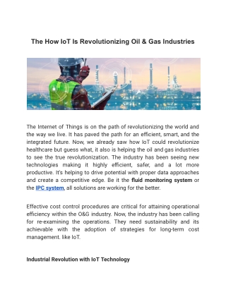 How IoT Is Revolutionizing Oil & Gas Industries