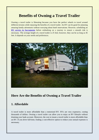 What is the Purpose of a Travel Trailer