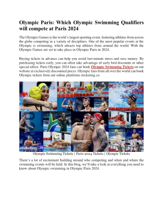 Olympic Paris Which Olympic Swimming Qualifiers will compete at Paris 2024