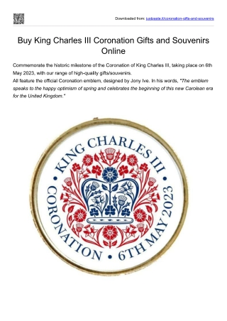 Buy King Charles III Coronation Gifts and Souvenirs Online