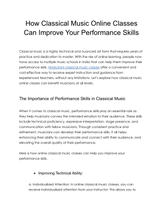 How Classical Music Online Classes Can Improve Your Performance Skills