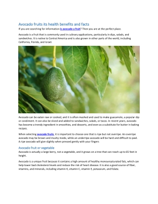 Avocado fruits its health benefits and facts